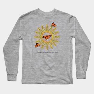 Sun Astrology Floral Flowers Butterflies Long Sleeve T-Shirt